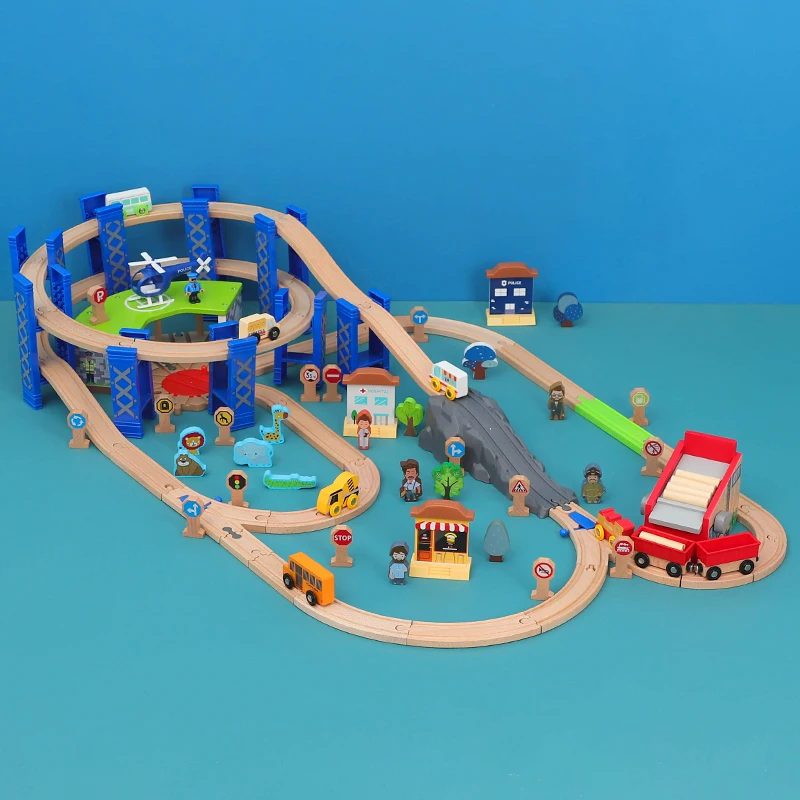 

DIY Wooden Track Train Set Wooden Toy Puzzle Building Blocks Children's Car Boy Educational Educational Toy Kids Birthday Gifts