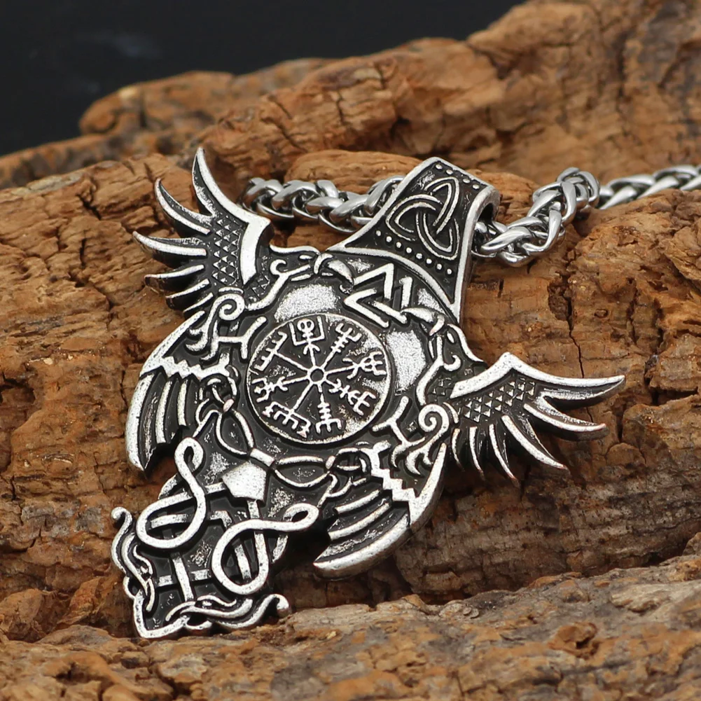 Норвежский викинг Huginn и Muninn valknut Vegvisir Подвеска Ожерелье викингов ювелирные