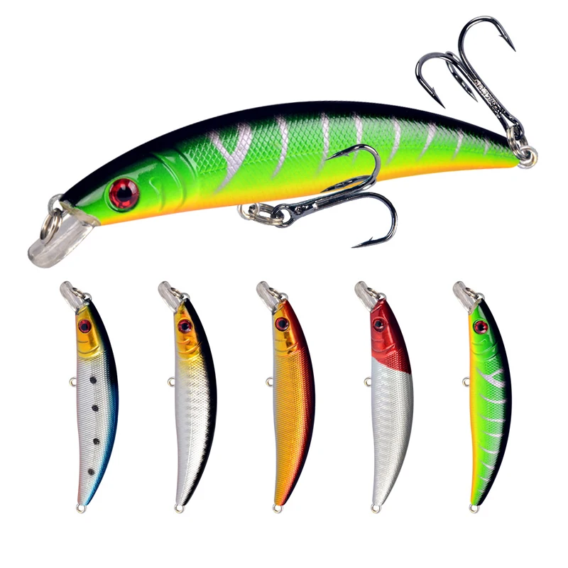 

Sinking Minnow Fixed Weight Fishing Lure 85mm 3G Wobbler Armed With 2 Hooks Shore Rock Trout Bait Tackle