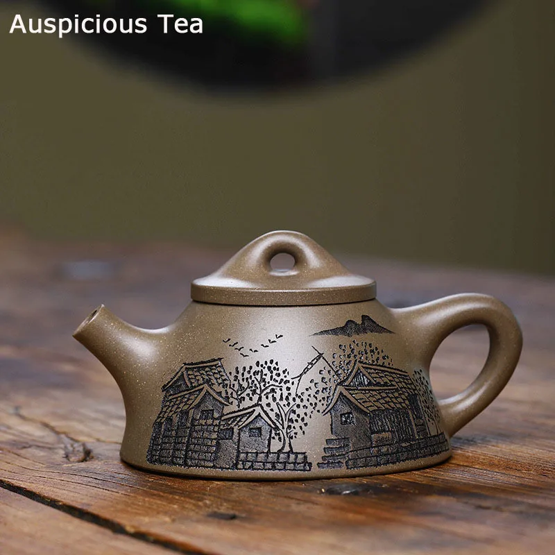 

170ml Chinese Yixing Purple Clay Teapots Raw Ore Section Mud Stone Scoop Tea Pot Home Filter Beauty Kettle Customized Teaware