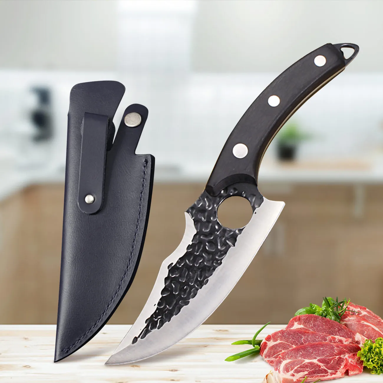 Kitchen Hunting Knife 5.5 In Boning Handmade Stainless Steel Full-Tang Forged Filleting Butcher Chef Meat Cleaver Outdoor Huusk | Дом и сад