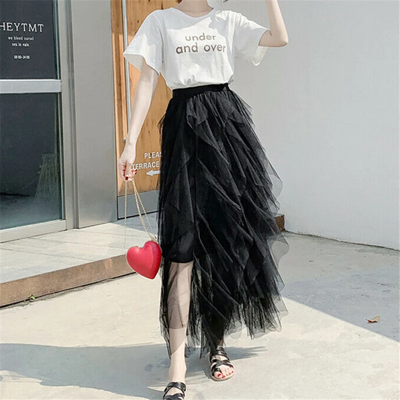 Женская юбка летняя кружевная Тюлевая пачка высокая талия Faldas Mujer Moda женские юбки