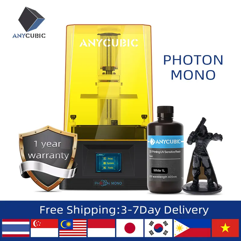 Anycubic Photon моно 3D принтер высокоскоростной 8X анти aliasing УФ полимер принтеры 6 'ƈK