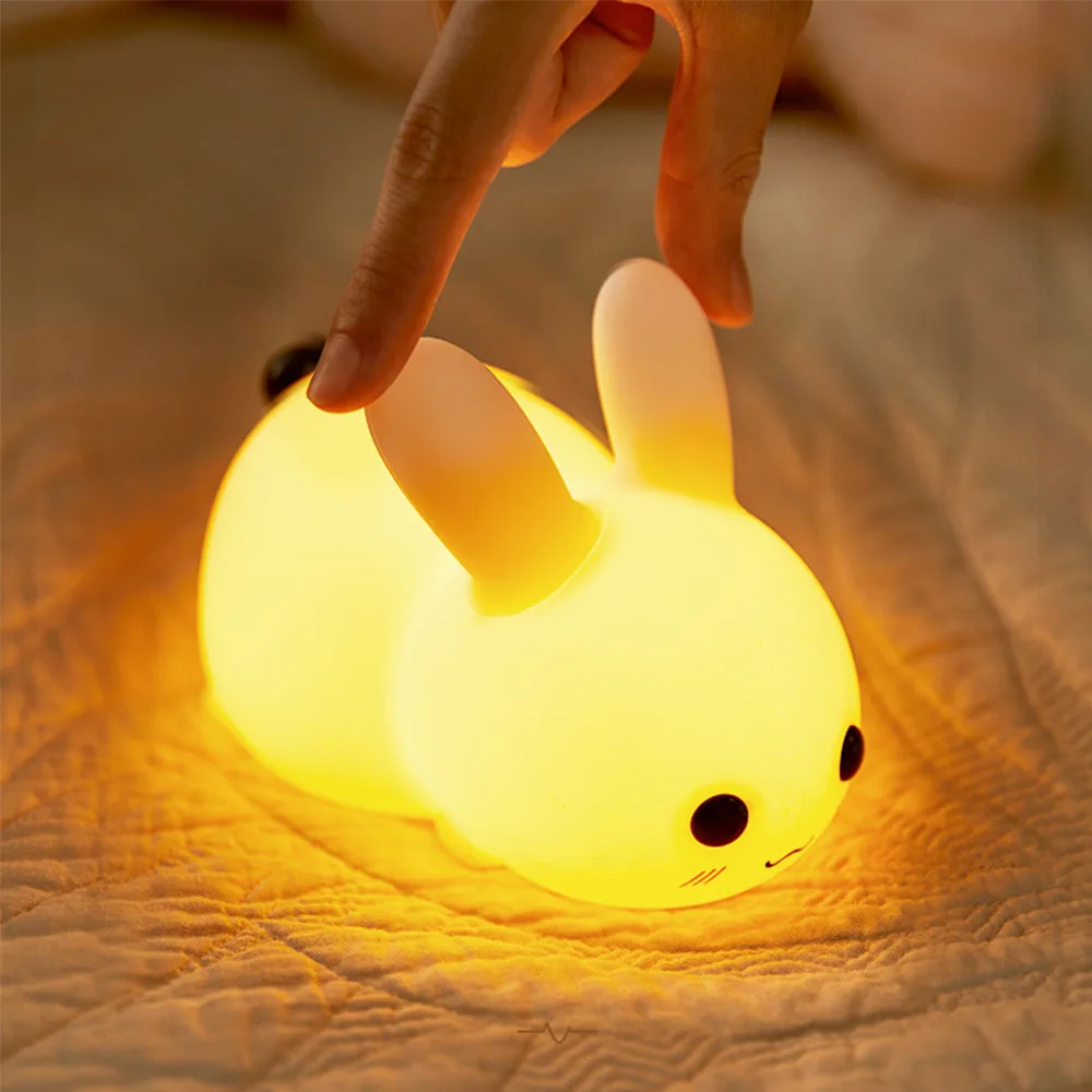 

Rabbit Night Light USB Rechargeable Touch Tap 7 Colors Light Decorative Night Lamp For Kids Gift Bedroom Nursery