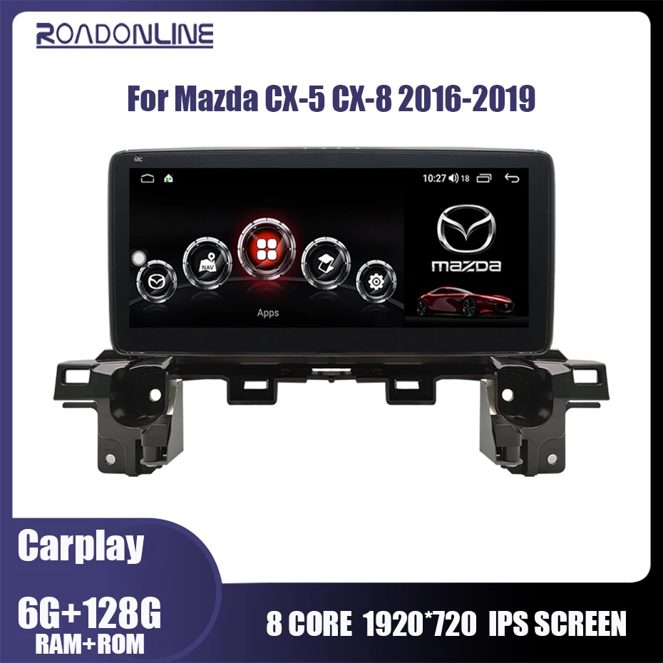 

Roadonline Car Multimedia Player For Mazda CX-5 CX-8 2017-2019 1920*720 Android 10 Octa Core 6G 128G Video Stereo Receiver Radio