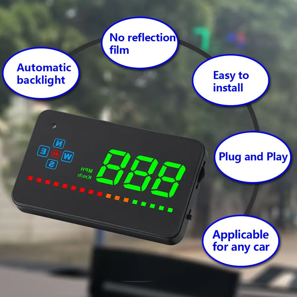 Дисплей на лобовое стекло автомобиля A2 GPS HUD Компас для спутников км/ч проект