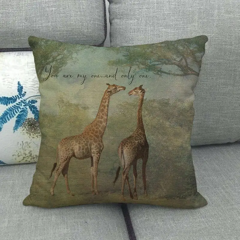 45cm*45cm face of Giraffe high quantity cushion cover linen/cotton sofa pillow decorative case | Дом и сад