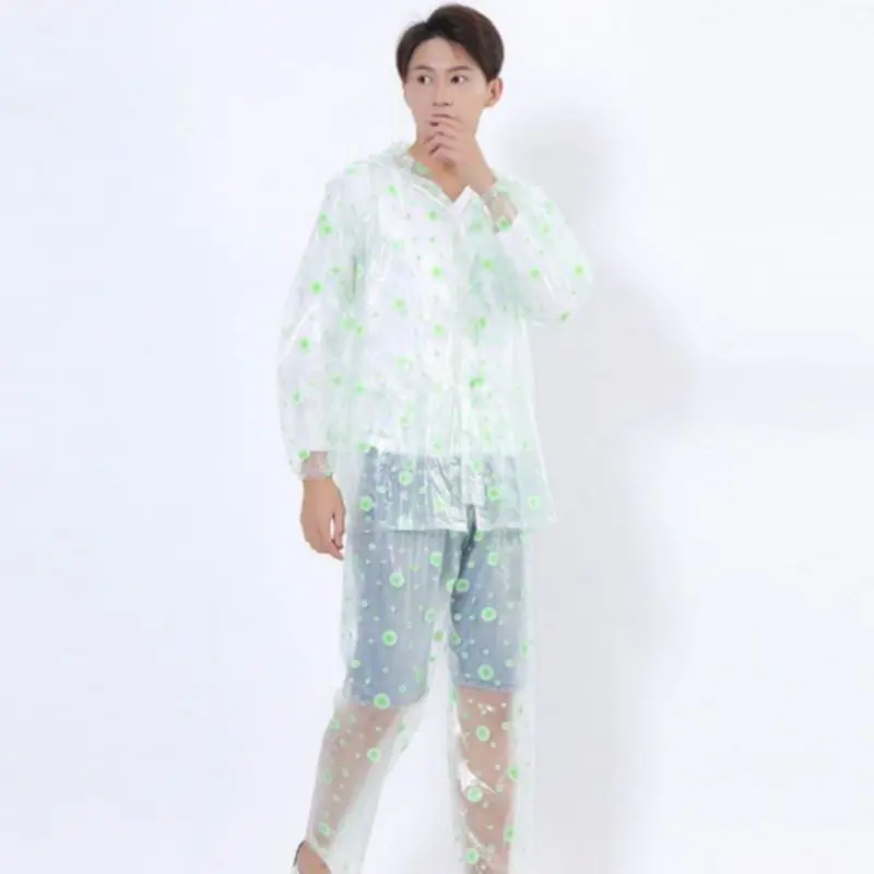 Плащ из материала EVA для взрослых Разделение прозрачный в горошек дождевик с