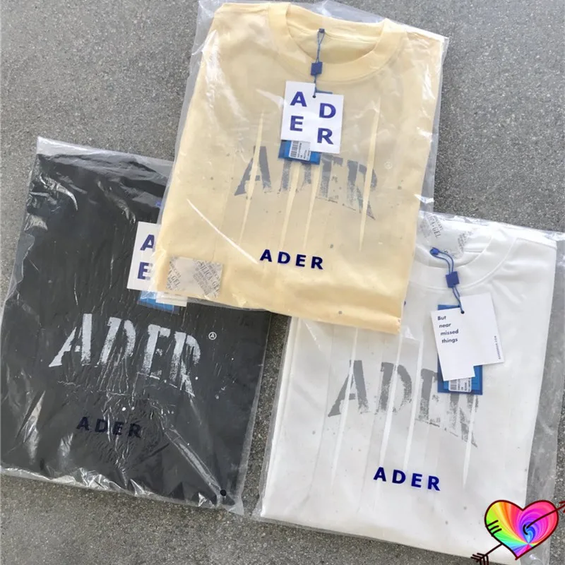 

2021 ADER ERROR Logo T-shirt Men Women 1:1 High Quality Splash Ink Scratches Adererror Tee Blue Mark Z-stitch Tops Short Sleeve