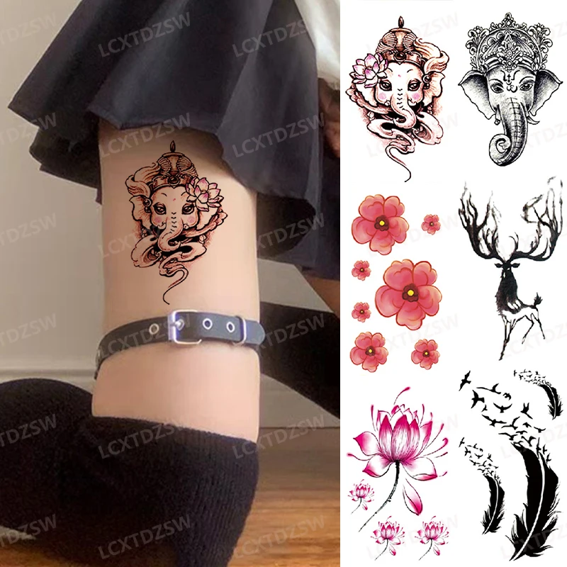 Временные татуировки с изображением слона надпись быть счастливым милый узор