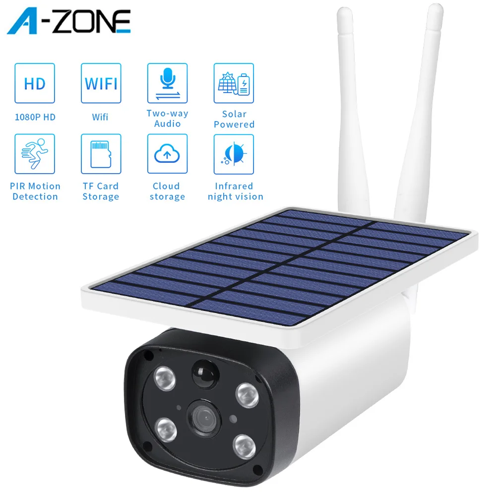 A ZONE наружная 1080P Солнечная IP Wifi камера IP67 Водонепроницаемый PIR датчик движения