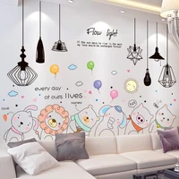cartoon animals balloons wall stickers diy chandeliers lights wall decals for kids bedroom baby room nursery home decoration