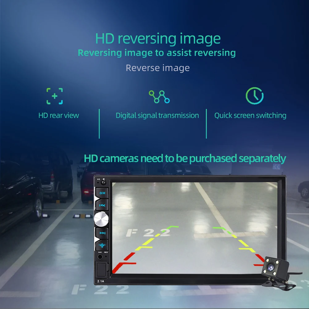 

FM AM Radio Receiver 7 inch Touch Screen Bluetooth USB AUX Input 2DIN Car Stereo Outdoor Personal Car Parts Decoration