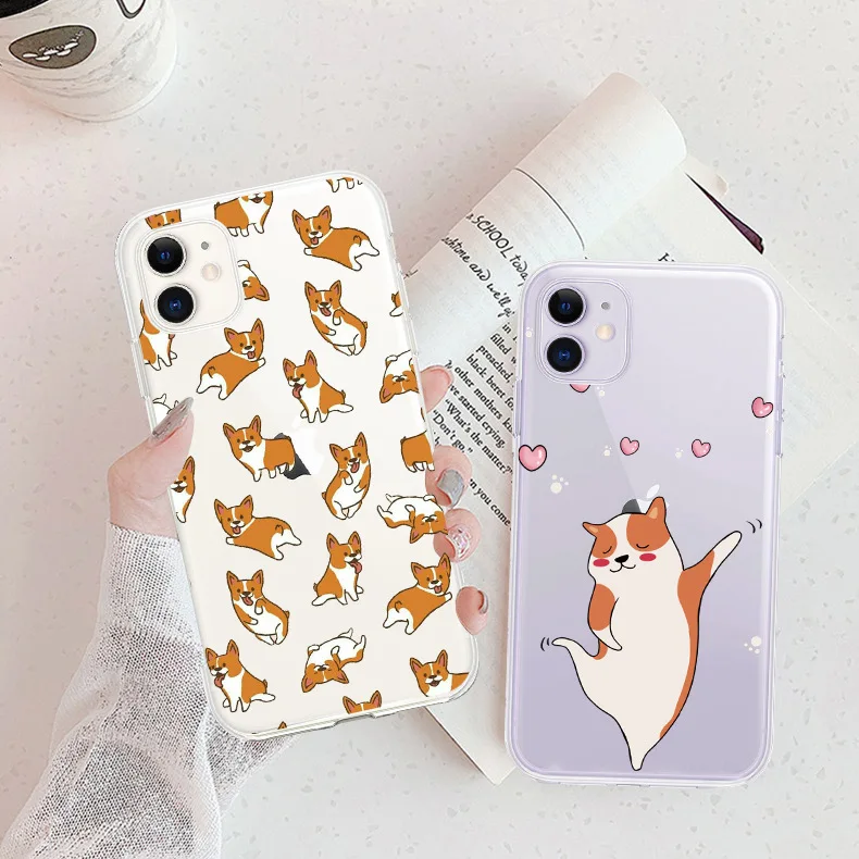 Мягкая задняя крышка из ТПУ для iPhone 11 Pro MAX милый мультяшный французский корги