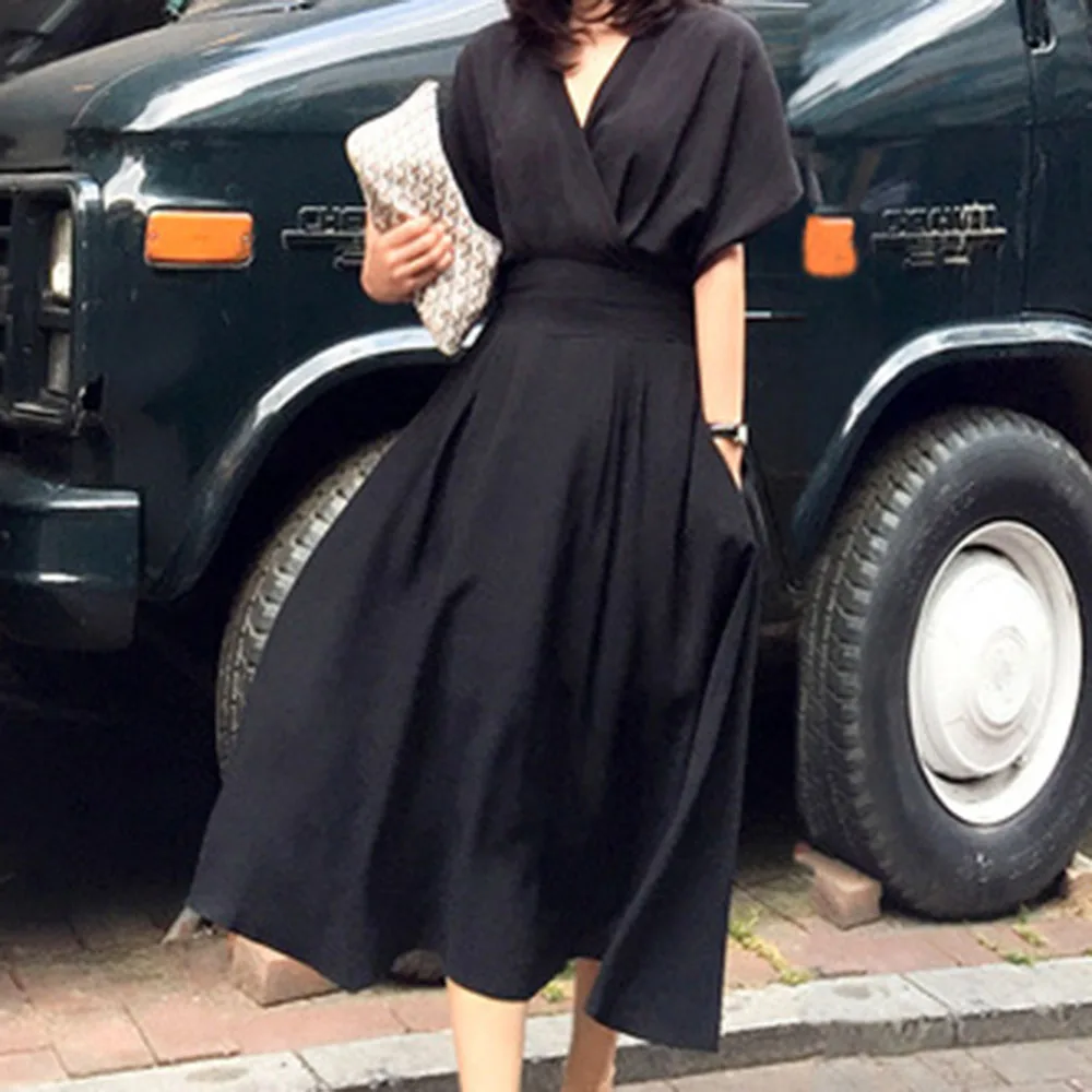 Летнее повседневное сексуальное элегантное корейское офисное винтажное женское