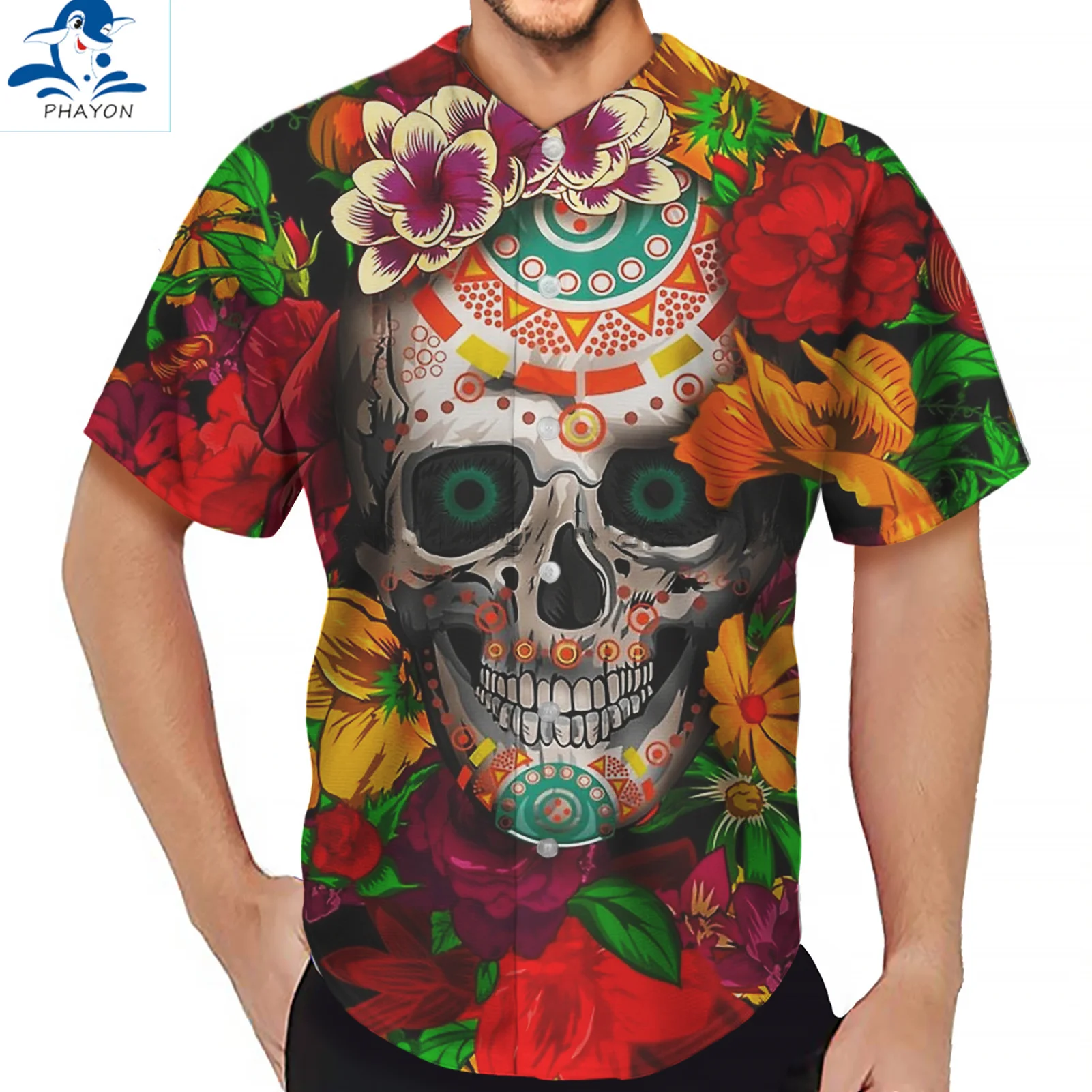 

Бейсбольная Футболка PHAYON с круглым вырезом, тенниска с принтом скелета, черепа, с коротким рукавом, уличная одежда в стиле хип-хоп, Харадзюку...