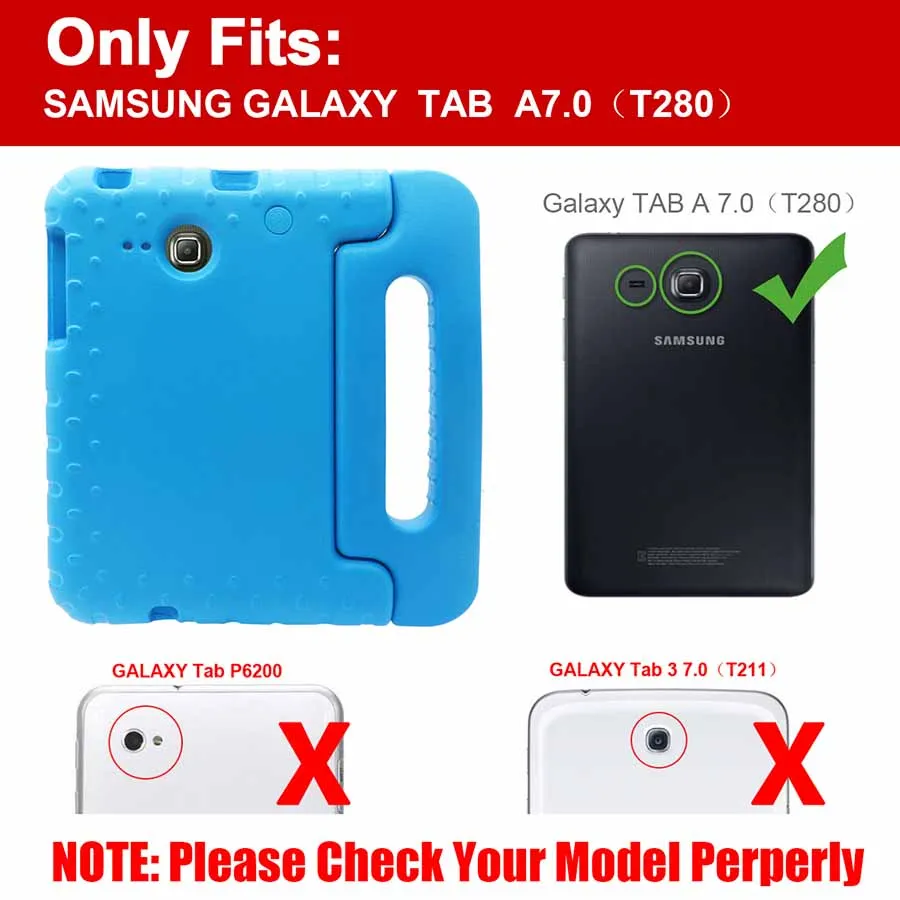 Детский противоударный чехол для samsung Galaxy Tab A, 7,0 дюймов, T280, T285, SM-T280, EVA Foam, защитный чехол для планшета, чехол с ручкой и подставкой