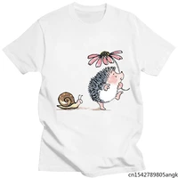 hedgehog and snail printed new unisex round neck cartoon summer top daily casual short sleeve plus size womens t shirts