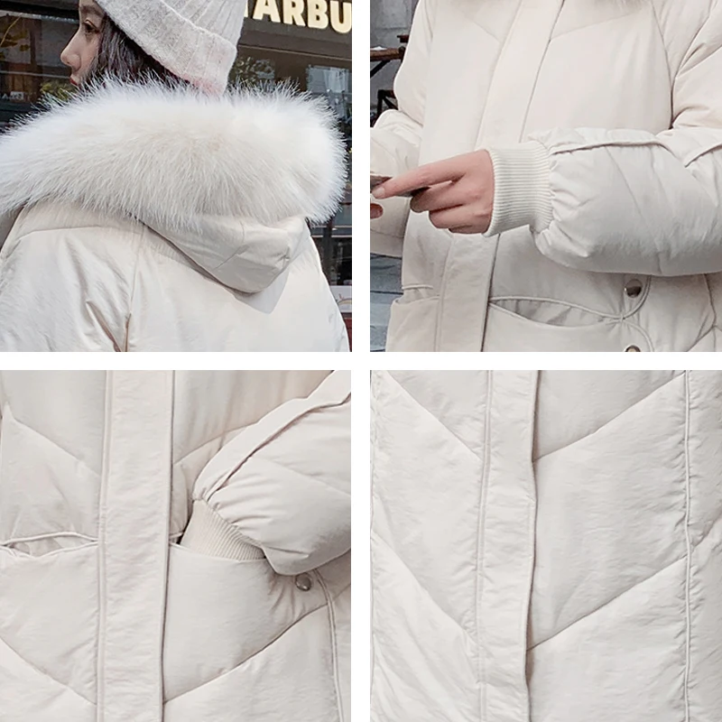 

2019 Winter Women Long Jacket With Fur Collar Hooded Coat Female Parkas New Fashion Outwear Oversize Autumn Jackets