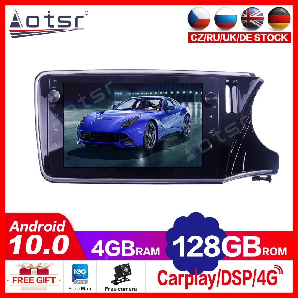 

4 + 128G для Honda City Grace 1 2014 - 2017 Android 10 автомобильный мультимедийный плеер GPS-навигация автомобильный стерео Carplay головное устройство No 2din