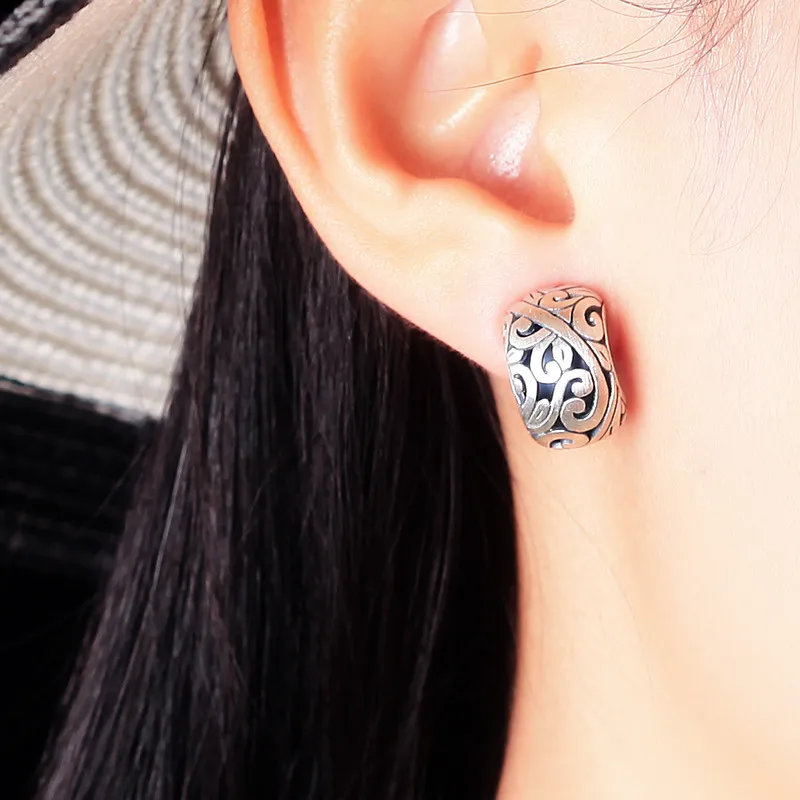 

V.YA 990 Silver Cloud Hollow Clip Earrings for Women Fashion Vintage Thai Silver Jewelry Aretes
