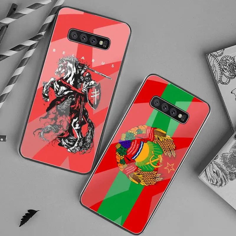 

USAKPGRT Republic Belarus National flag Phone Case Tempered Glass For Samsung S20 Plus S7 S8 S9 S10 Plus Note 8 9 10 Plus