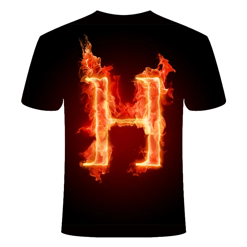 Новинка футболка с надписью пламени стерео 3D мужские/wo мужские короткие рукава