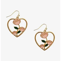 lost lady new fashion flower heart shaped peach heart earrings same model womens alloy jewelry wholesale direct sales