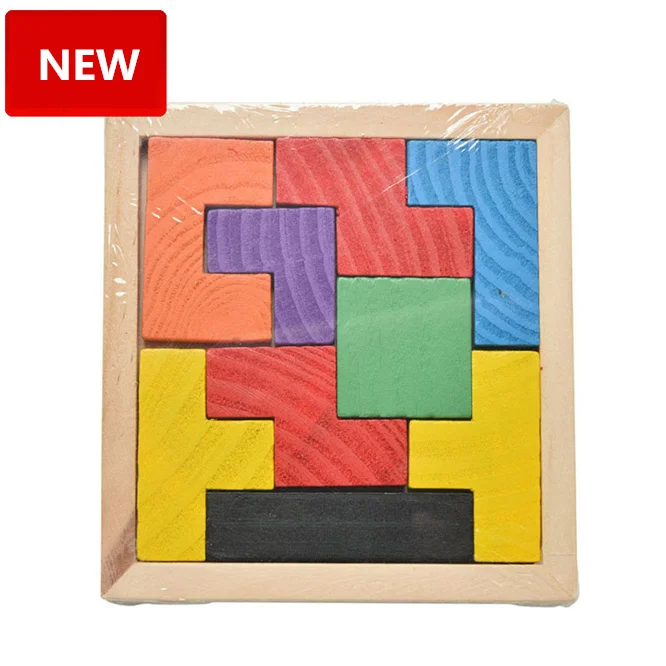 1set Funny Wooden Tangram Brain Teaser Puzzle Tetris Game Educational Baby Child Kid Toy for children 9 pieces | Дом и сад