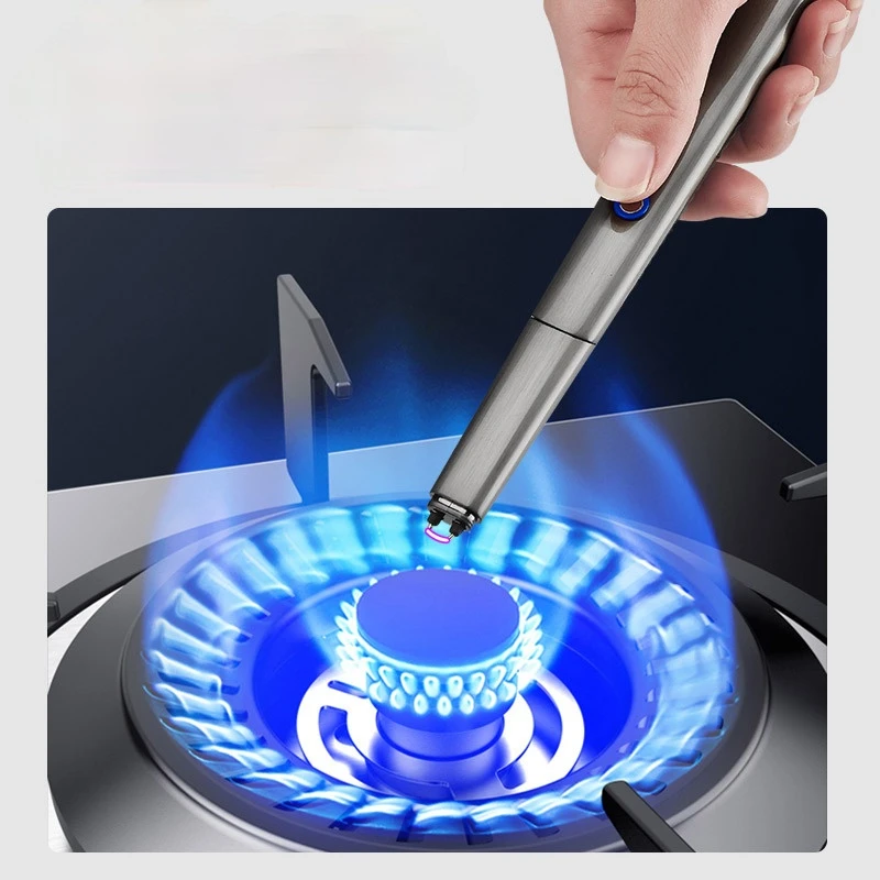 

Arc Pulse Lighter Ignition Gun Metal Windproof Usb Rechargeable Igniter LED Light Soplete Cocina Briquets Et Accessoires Fumeurs