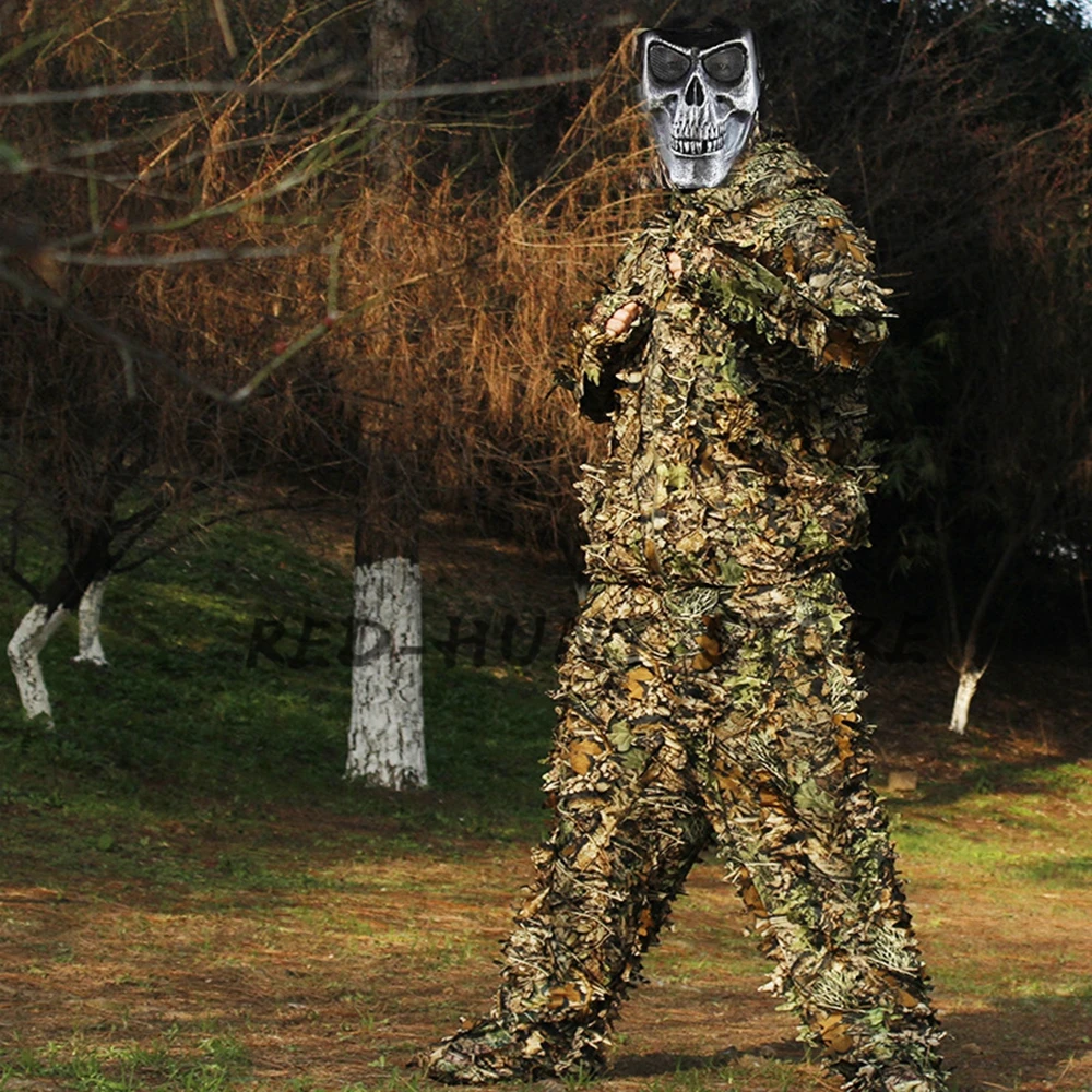 Тактический Камуфляж листьев лесная местность камуфляжный костюм Ghillie набор 3D