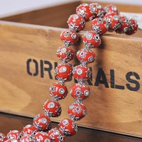 5pcs 12mm red handmade nepalese buddhist tibetan metal clay loose craft beads for necklace jewelry making diy findings