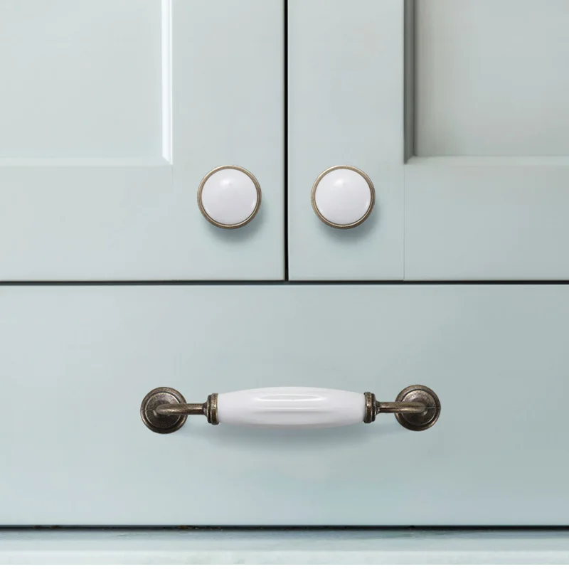 Белые керамические ручки для дверей 5 шт. европейская Античная ручка мебели