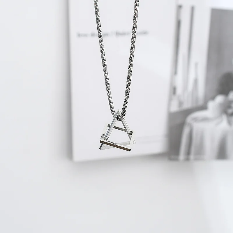 

Geometry Pendant Necklace Stainless Steel Cuban Hip-hop Chain Jewelry Gift for Man and Woman Rap Rock Music Band Bar Concert