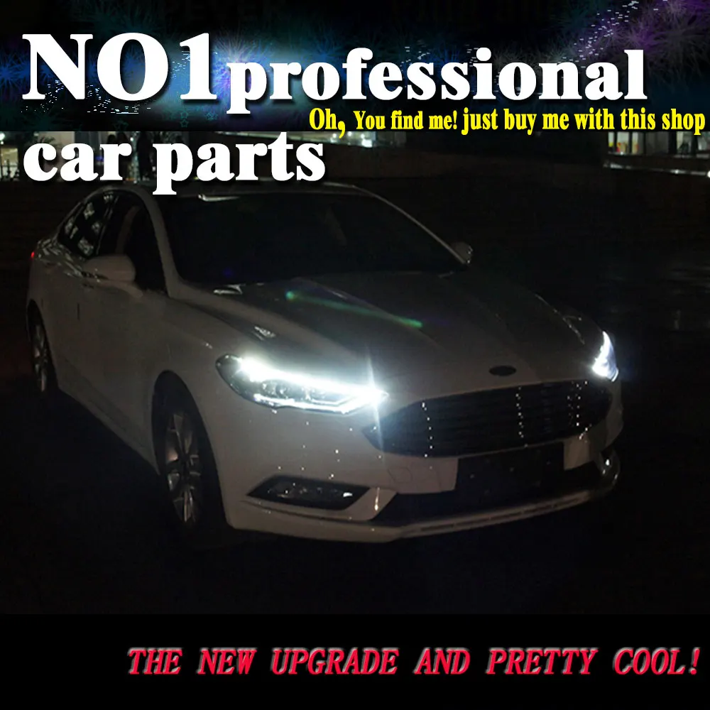 

car accessories Head Lamp for Ford Mondeo 2017 Headlights Mondeo LED Headlight DRL Hid Bi Xenon Beam Lens Flash Straight Yellow