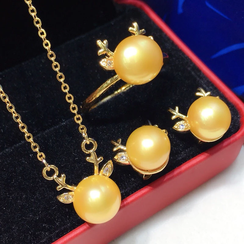 Хит продаж одежда на Рождество для девочек с оленем колье серьги кольцо набор