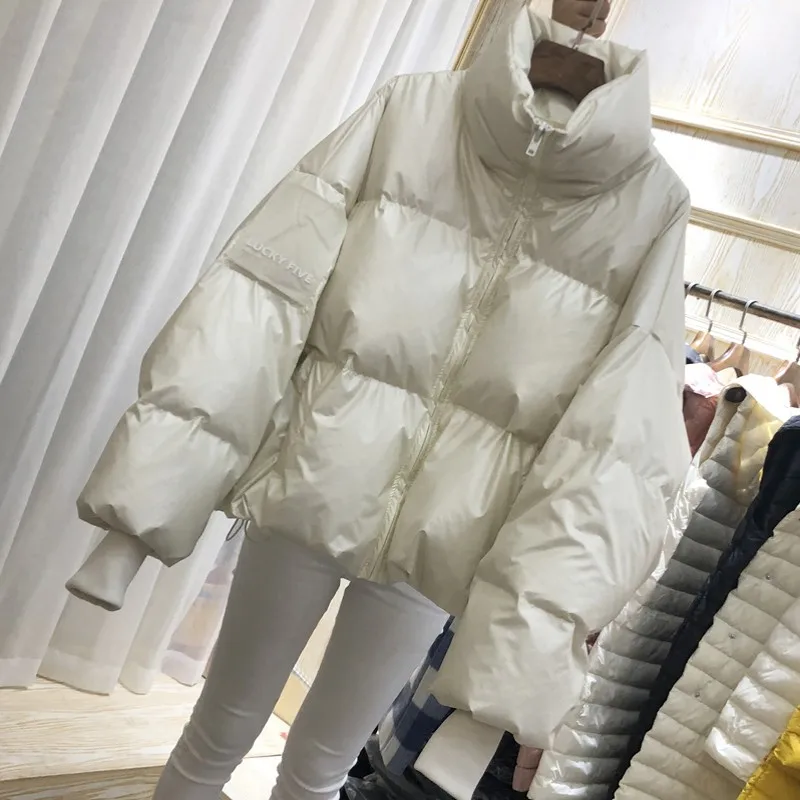 Зимняя Глянцевая парка 2019 женское водонепроницаемое пальто куртка с вышивкой