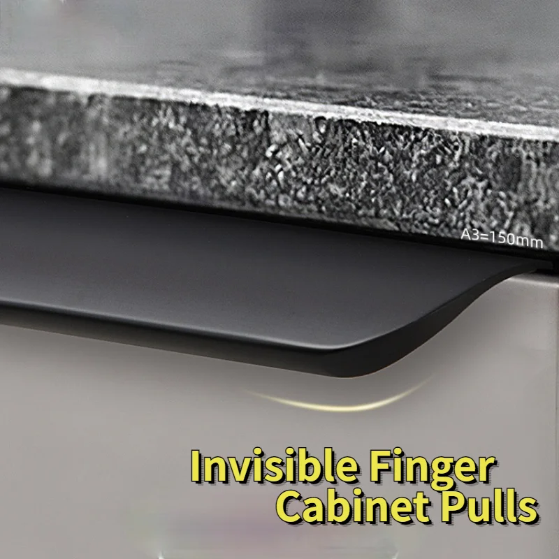 Золотые черные скрытые ручки Длинные для кухонного шкафа ящиков из алюминиевого