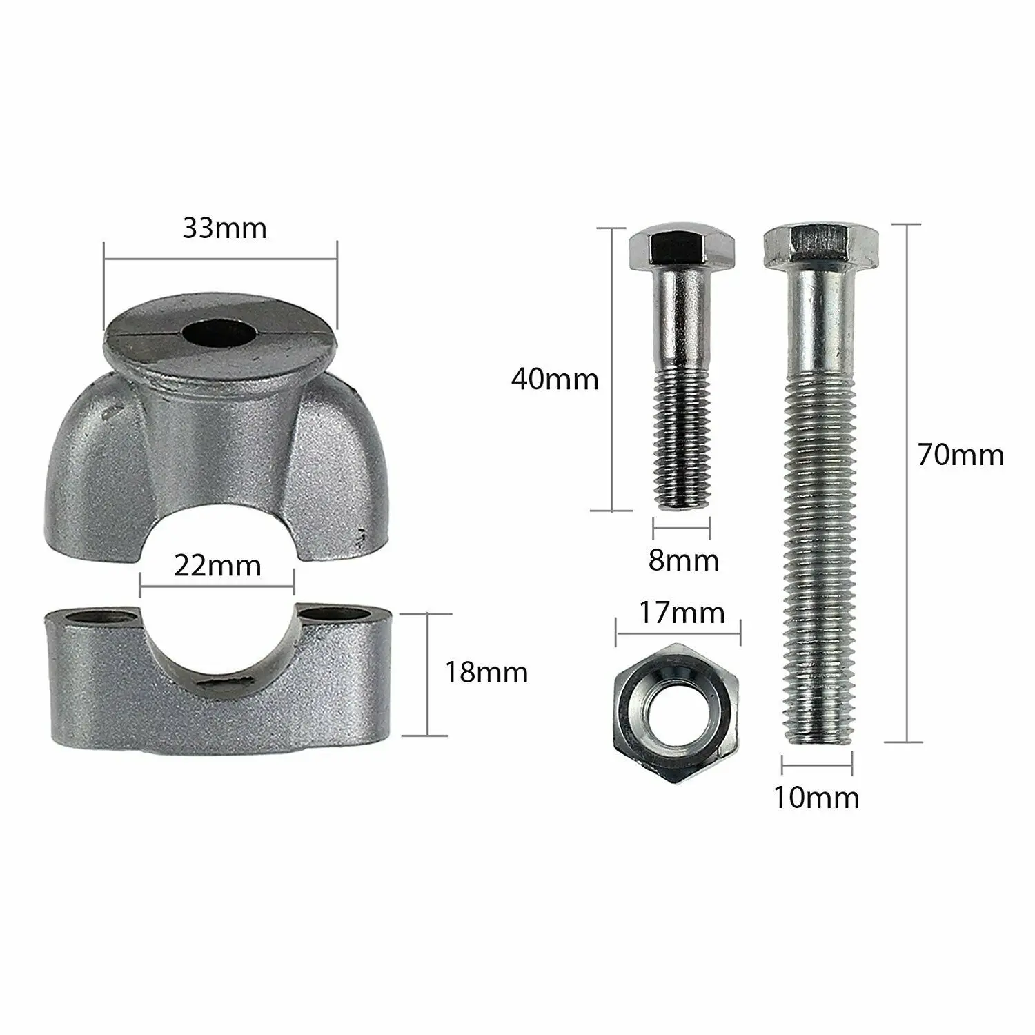 

22mm 7/8'' Handlebar Risers Bar Kit Metal Mount Clamp For Motorcycle Handle Bar