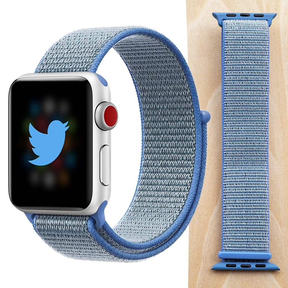 Высококачественный нейлоновый спортивный ремешок для Apple Watch, ремешок 44 мм, серия 5, 4, 3, 2, 1, дышащий тканый ремешок 42 мм, iwatch 40 мм, 38 мм - Цвет ремешка: Tahoe Blue
