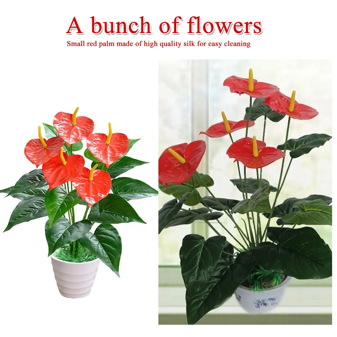 Искусственные зеленые цветы Anthurium искусственные растения для дома балкона офиса