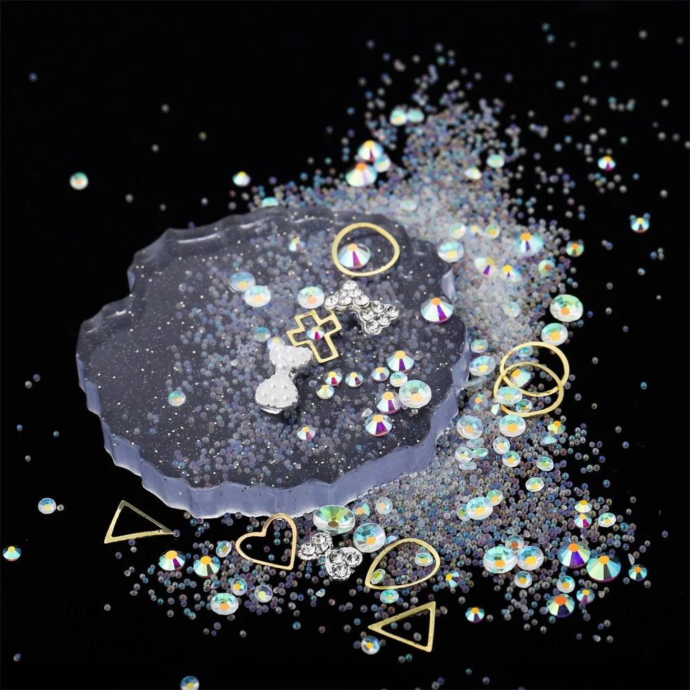 1 коробка для наполнителя ногтей смешанные флэш микро-просверленные разбитые