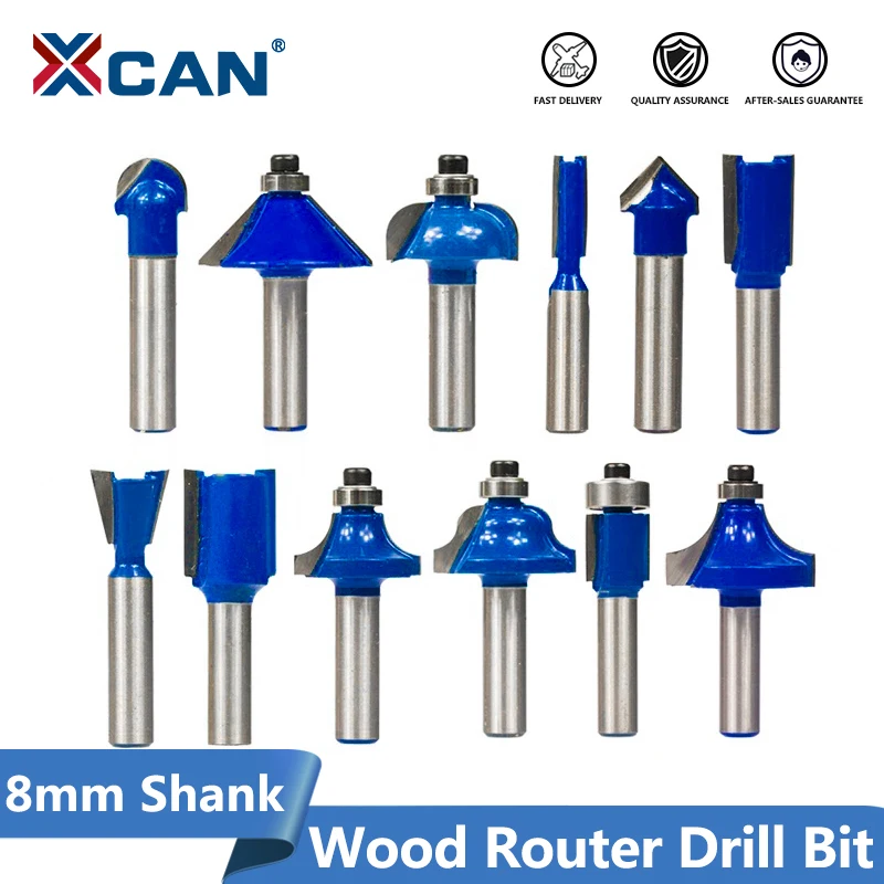 XCAN 12 шт. 8 мм хвостовик древесины маршрутизатор Набор бит карбида фреза с