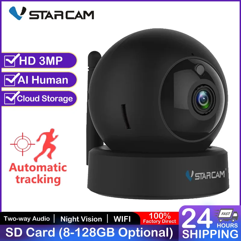 

Vstarcam 1296P 3MP Dome Mini IP Camera Wireless Wifi Security Camera IR Night Home Surveillance Cam Baby Monitor Two Way Audio