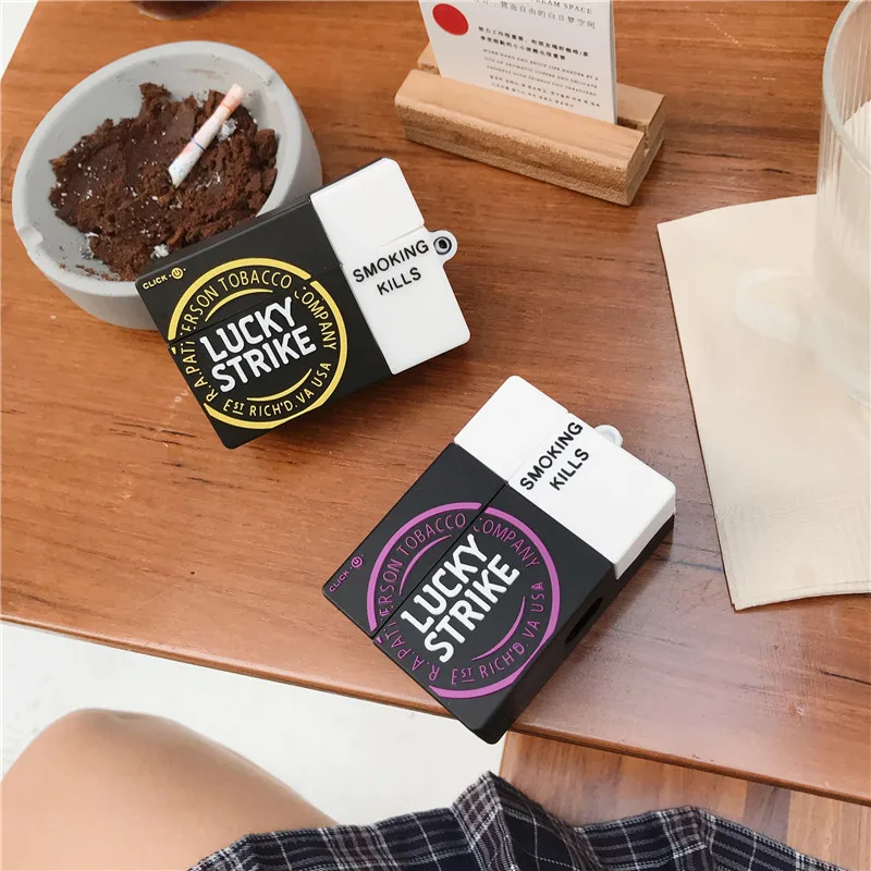 Модный крутой популярный чехол для наушников Lucky Cigarette Apple Airpods Pro силиконовый