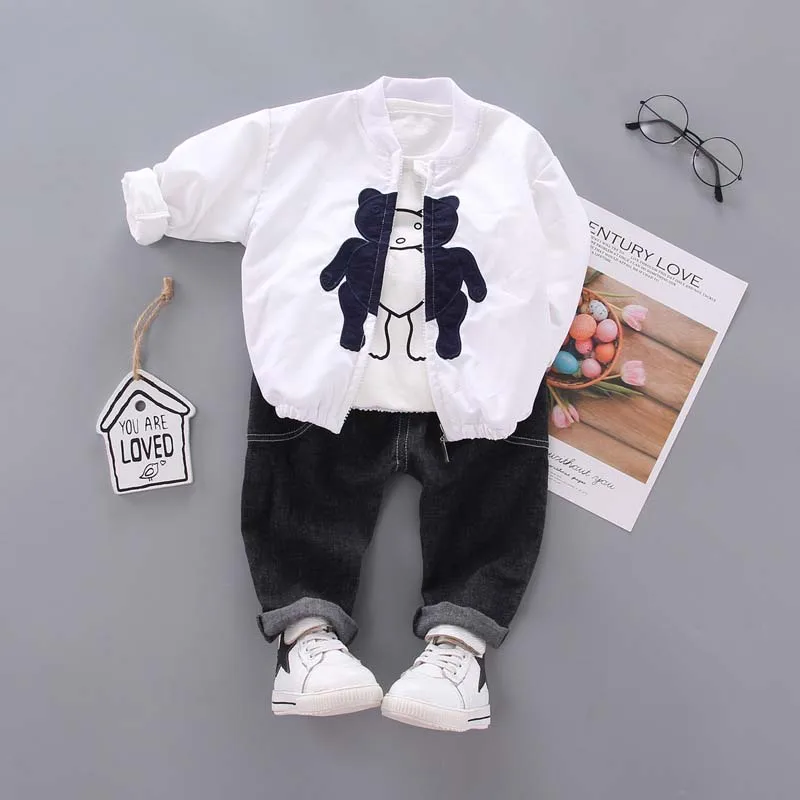 White DIIMUU/Одежда для маленьких мальчиков; детская одежда для мальчиков; хлопковая одежда; Осенняя модная повседневная спортивная одежда для отдыха; комплект верхней одежды с героями мультфильмов - Цвет: White