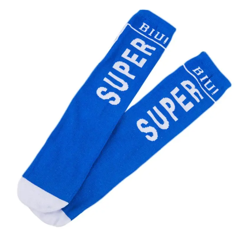 

Children Boys Girls Summer Letters Print Knee High Long Socks Hip-Hop Skateboard Sports Kids Cotton Tube Hosiery 3-12T