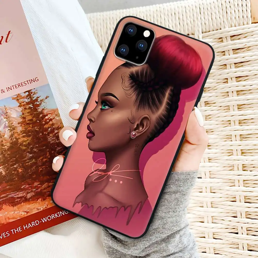 

Colorful Art African Girl Printing Unique Design phone Case Cover For Iphone 11 12 Pro Max 5s 6s 7 8 Plus X Xr Xs Max Se 2020