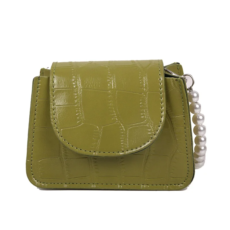 

Women 2021 Summer New Style Chain Messenger Bag Mini Luxury Designer Shoulder Bag Ladies Pure Color Classic Pearl Chain Bag