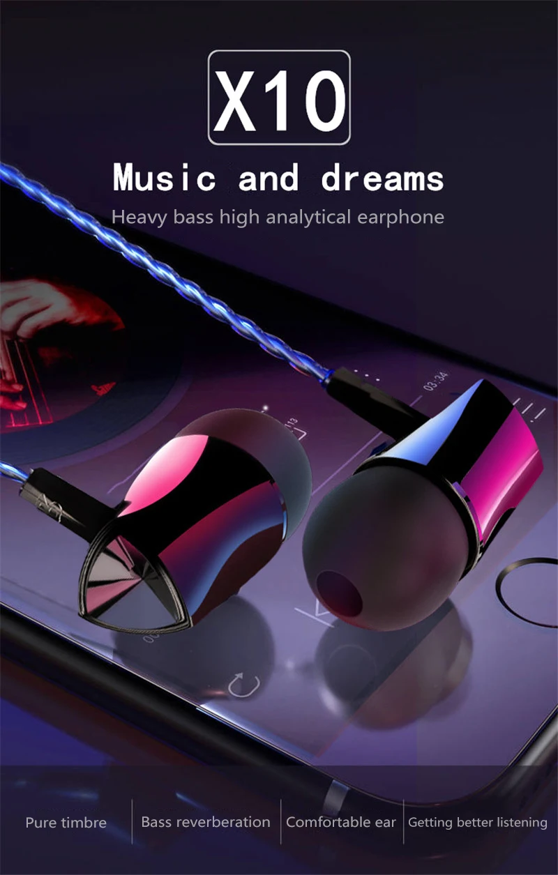 

Metal 3.5mm Wired Earphone Sport In Ear Hifi Bass Stereo Headset For IPhone Samsung Xiaomi Headset In-ear Earbuds